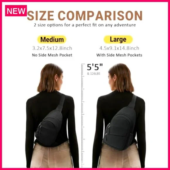 Lightweight Anti-Theft Sling Backpack, 5-Pocket Daypack for Hiking Travel - Picture 7 of 7